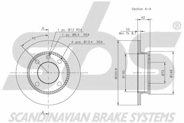 SBS 1815202510 Unventilated front brake disc 1815202510
