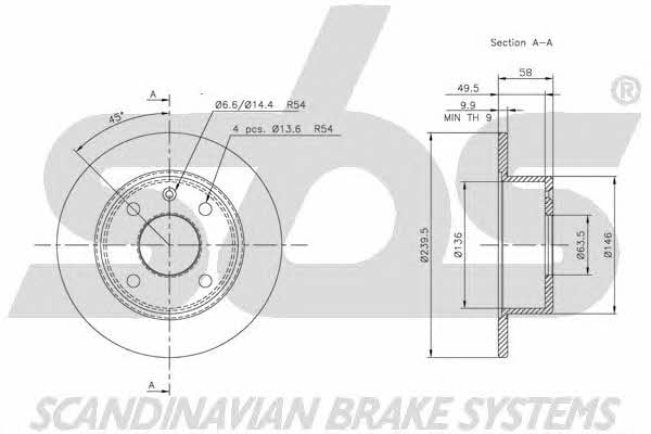 SBS 1815202513 Unventilated front brake disc 1815202513