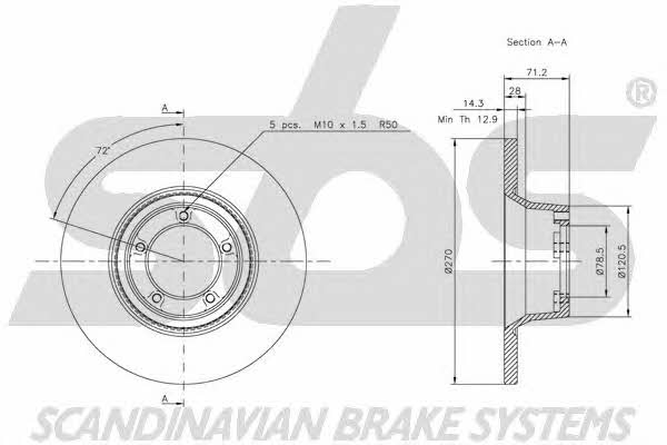 SBS 1815202517 Unventilated front brake disc 1815202517
