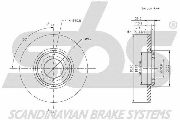 SBS 1815202520 Unventilated front brake disc 1815202520