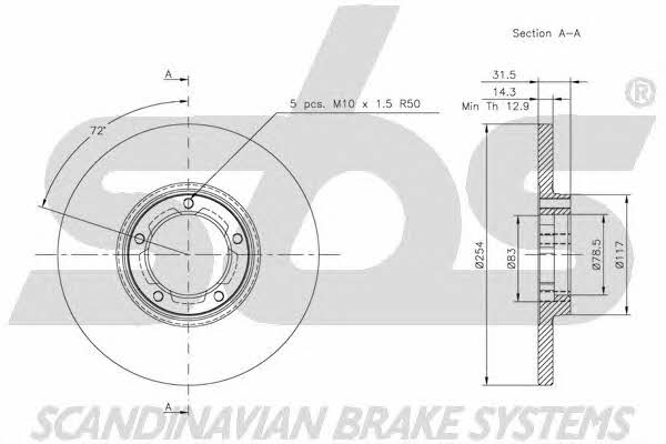 SBS 1815202523 Unventilated front brake disc 1815202523