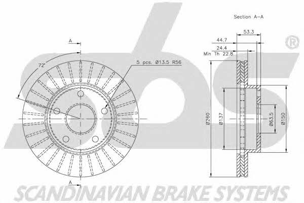 SBS 1815202524 Front brake disc ventilated 1815202524