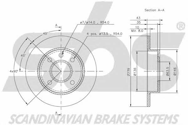 SBS 1815202526 Unventilated front brake disc 1815202526