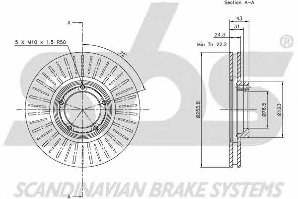 SBS 1815202531 Front brake disc ventilated 1815202531