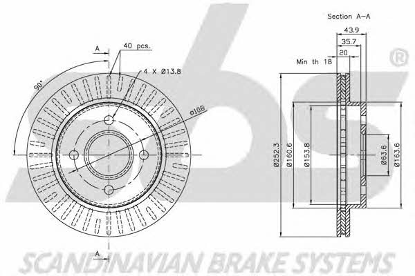 SBS 1815202535 Rear ventilated brake disc 1815202535