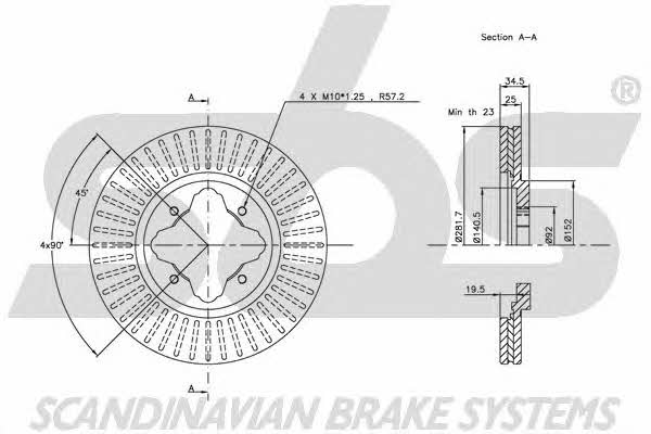 SBS 1815202618 Front brake disc ventilated 1815202618