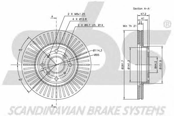 SBS 1815202620 Front brake disc ventilated 1815202620