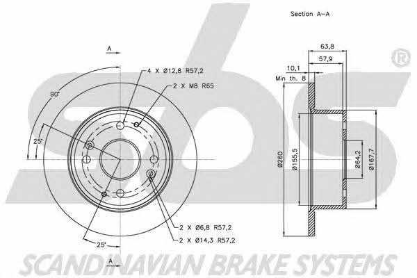 SBS 1815202623 Rear brake disc, non-ventilated 1815202623