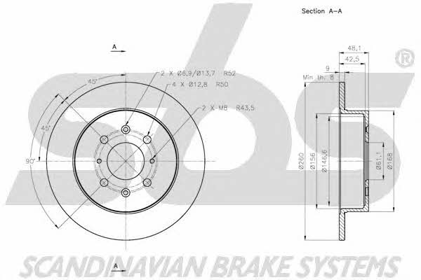 SBS 1815202643 Rear brake disc, non-ventilated 1815202643