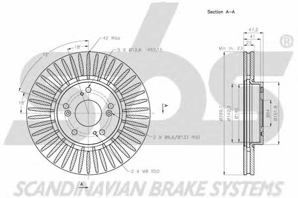SBS 1815202646 Front brake disc ventilated 1815202646