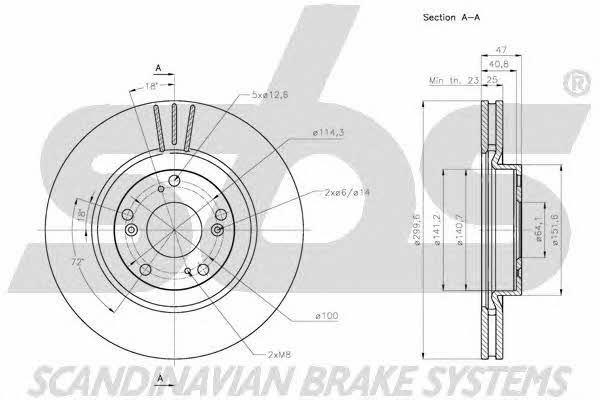 SBS 1815202654 Front brake disc ventilated 1815202654