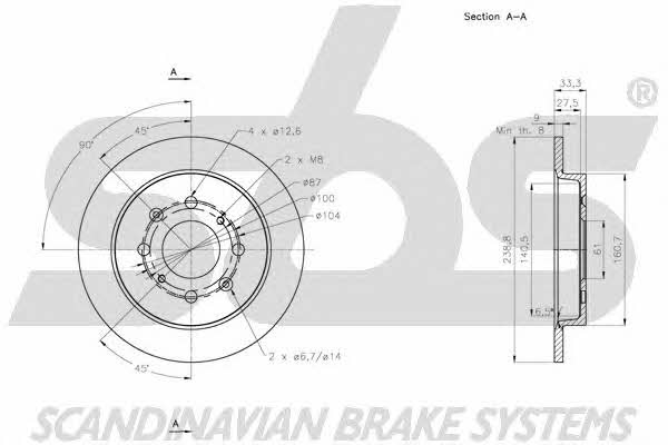 SBS 1815202657 Rear brake disc, non-ventilated 1815202657