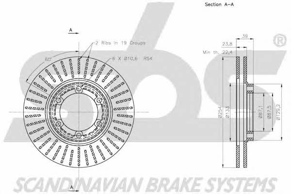 SBS 1815203051 Front brake disc ventilated 1815203051