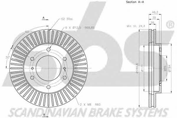 SBS 1815203054 Front brake disc ventilated 1815203054