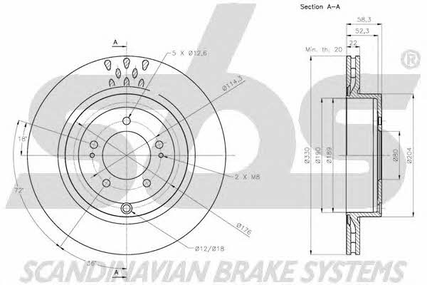 SBS 1815203081 Rear ventilated brake disc 1815203081