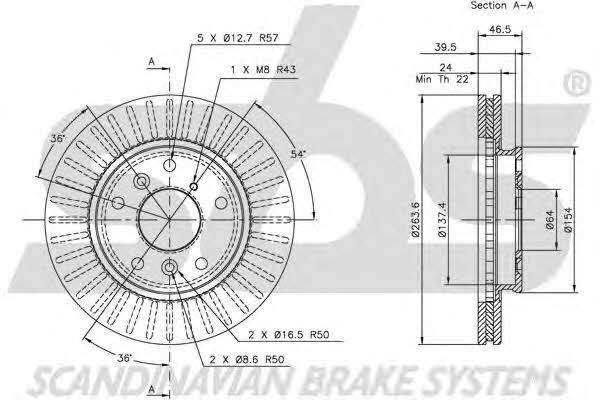 SBS 1815203220 Front brake disc ventilated 1815203220