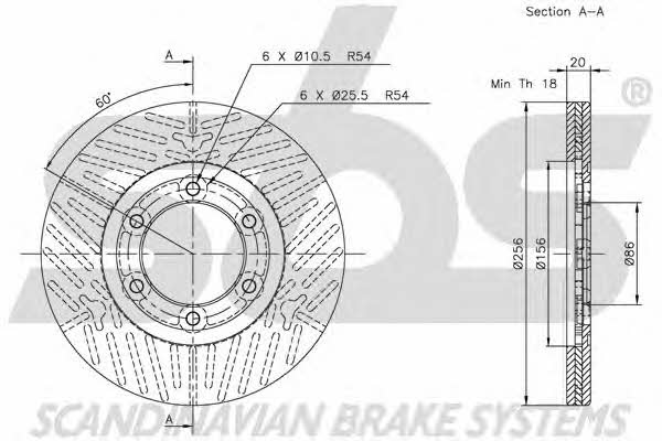 SBS 1815203222 Front brake disc ventilated 1815203222