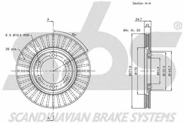 SBS 1815203226 Front brake disc ventilated 1815203226