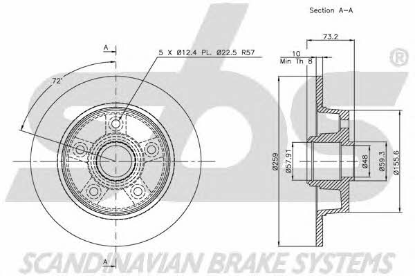 SBS 1815203229 Rear brake disc, non-ventilated 1815203229