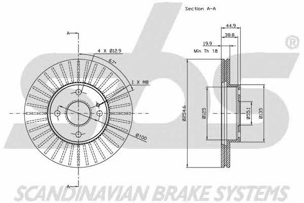 SBS 1815203237 Front brake disc ventilated 1815203237
