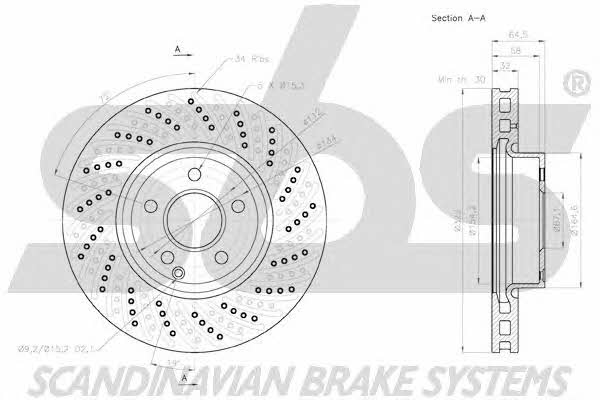 SBS 18152033102 Front brake disc ventilated 18152033102