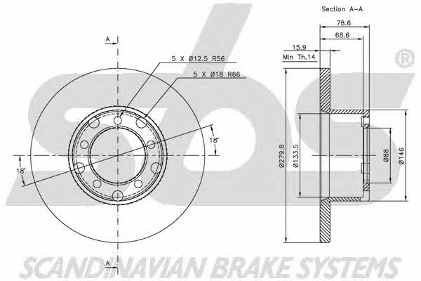 SBS 1815203311 Unventilated front brake disc 1815203311