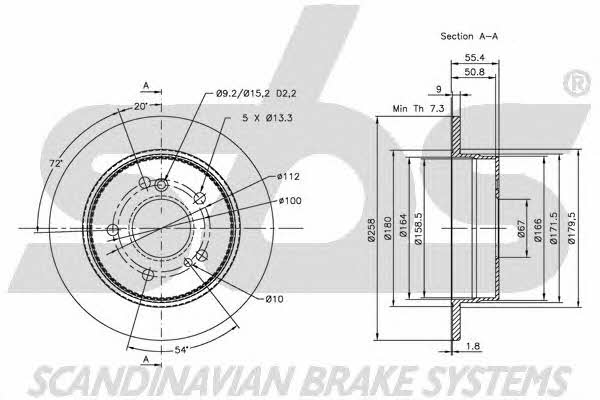 SBS 1815203318 Rear brake disc, non-ventilated 1815203318