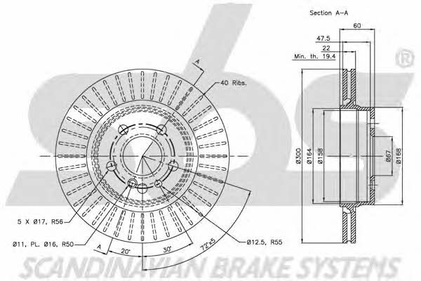 SBS 1815203331 Rear ventilated brake disc 1815203331