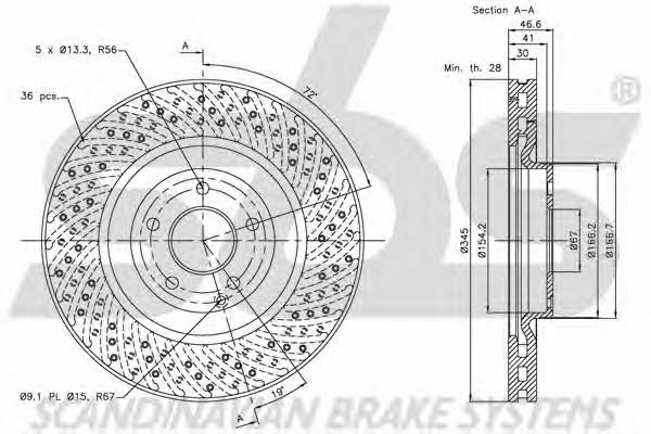 SBS 1815203390 Front brake disc ventilated 1815203390