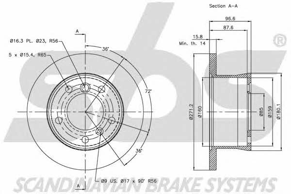 SBS 1815203396 Rear brake disc, non-ventilated 1815203396