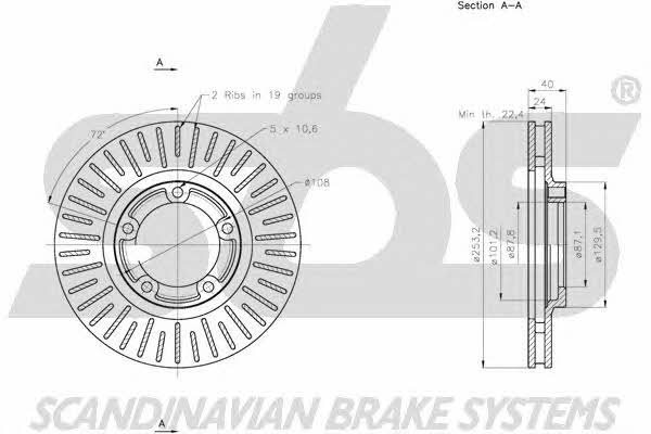 SBS 1815203405 Front brake disc ventilated 1815203405