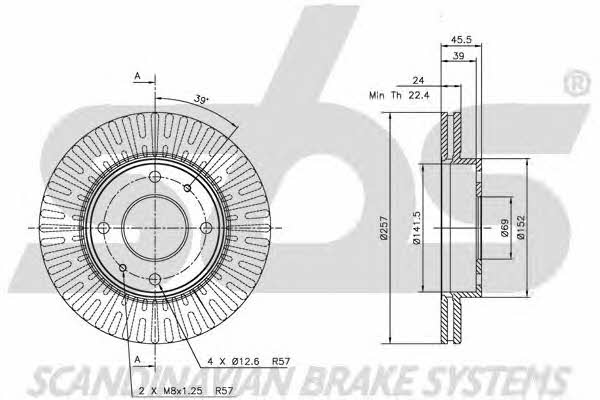 SBS 1815203411 Front brake disc ventilated 1815203411