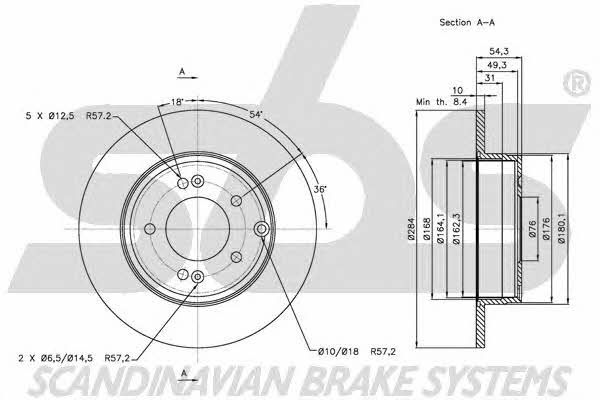 SBS 1815203425 Rear brake disc, non-ventilated 1815203425