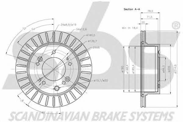 SBS 1815203530 Rear ventilated brake disc 1815203530