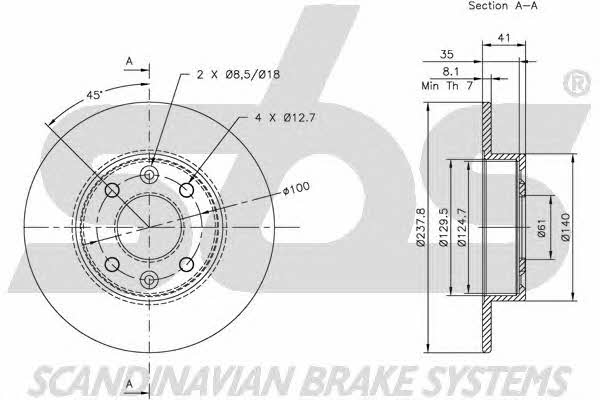 SBS 1815203906 Unventilated front brake disc 1815203906