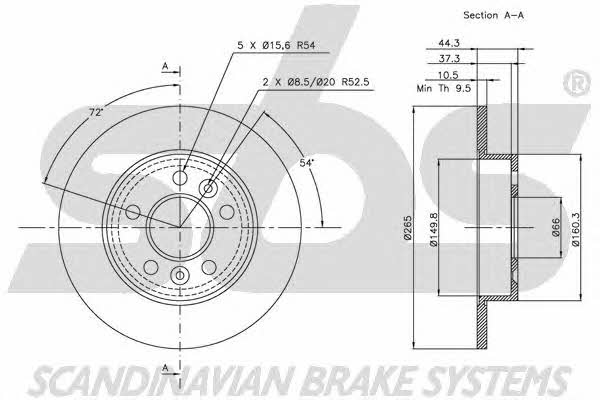 SBS 1815203915 Rear brake disc, non-ventilated 1815203915
