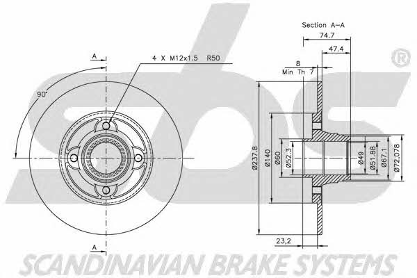 SBS 1815203917 Rear brake disc, non-ventilated 1815203917