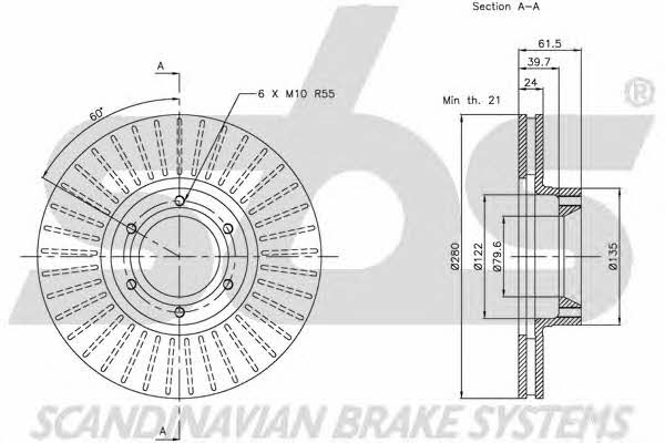 SBS 1815203920 Front brake disc ventilated 1815203920
