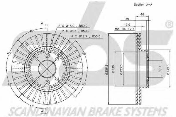 SBS 1815203922 Front brake disc ventilated 1815203922