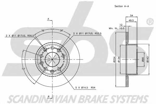 SBS 1815203923 Rear brake disc, non-ventilated 1815203923
