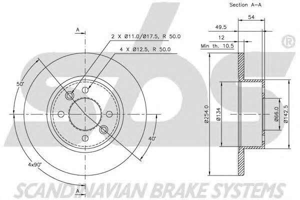 SBS 1815203924 Rear brake disc, non-ventilated 1815203924