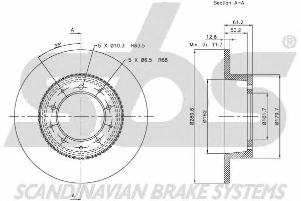 SBS 1815204002 Rear brake disc, non-ventilated 1815204002