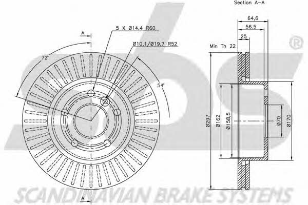 SBS 1815204015 Front brake disc ventilated 1815204015