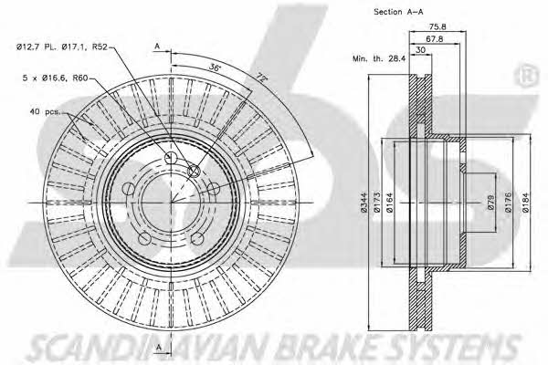 SBS 1815204025 Front brake disc ventilated 1815204025