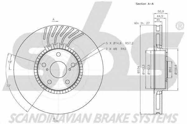 SBS 18152045105 Front brake disc ventilated 18152045105
