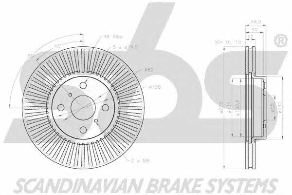 SBS 18152045108 Front brake disc ventilated 18152045108