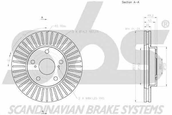 SBS 18152045120 Front brake disc ventilated 18152045120