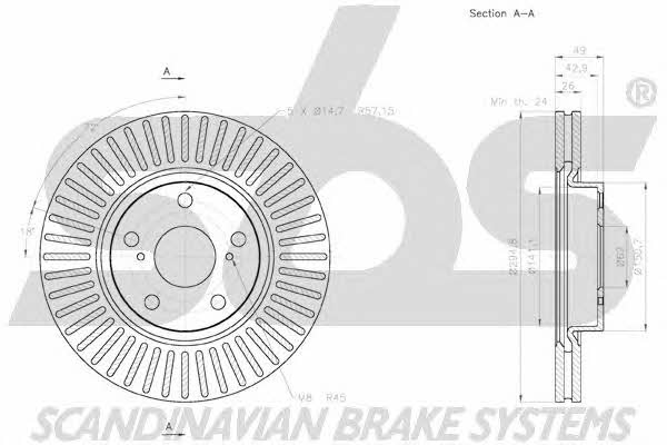 SBS 18152045125 Front brake disc ventilated 18152045125