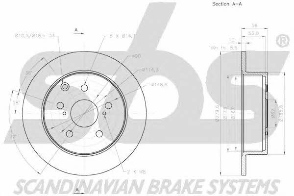 SBS 18152045126 Rear brake disc, non-ventilated 18152045126