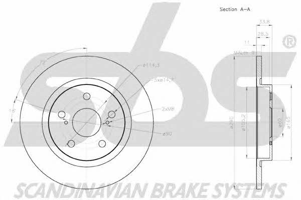 SBS 18152045131 Rear brake disc, non-ventilated 18152045131